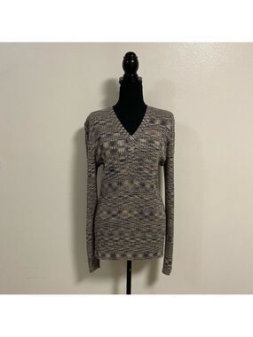 Sundance Sweater Women’s Size XL Gray Heathered V-Neck Long Sleeve Sweater